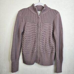 Chelsea studio vintage y2k purple chunky knit zip up sweater sz M